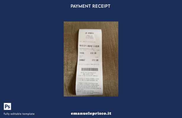 modello di ricevuta di pagamento del negozio sportivo Jd in stile verificato